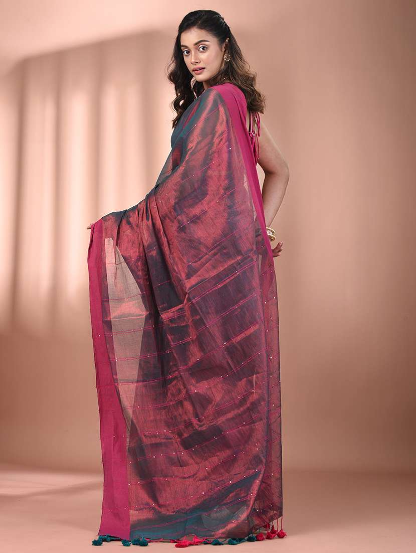 women solid with work embellished saree  with blouse - 21908402 -  Standard Image - 3