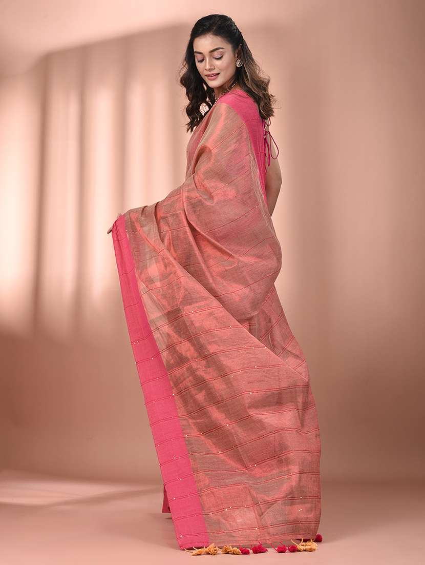 women solid with work embellished saree  with blouse - 21908405 -  Standard Image - 3