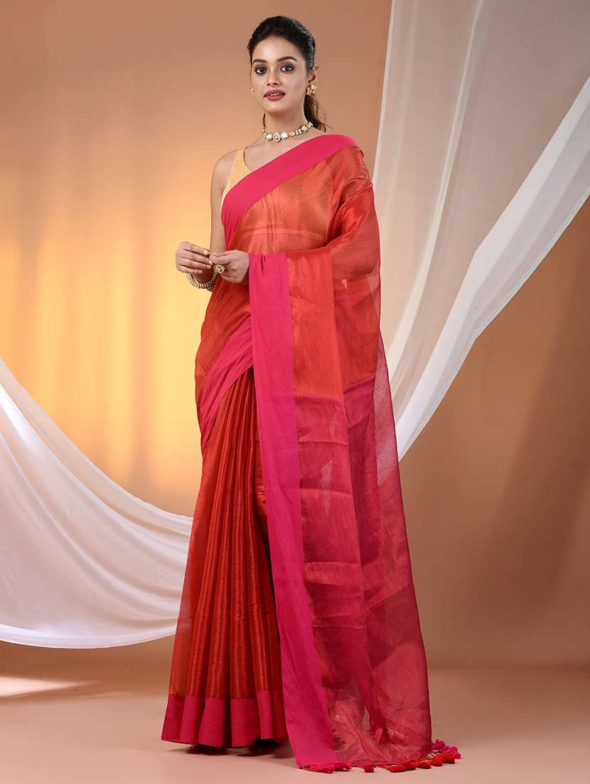 women solid with bordered saree with blouse - 21908406 -  Zoom Image - 0