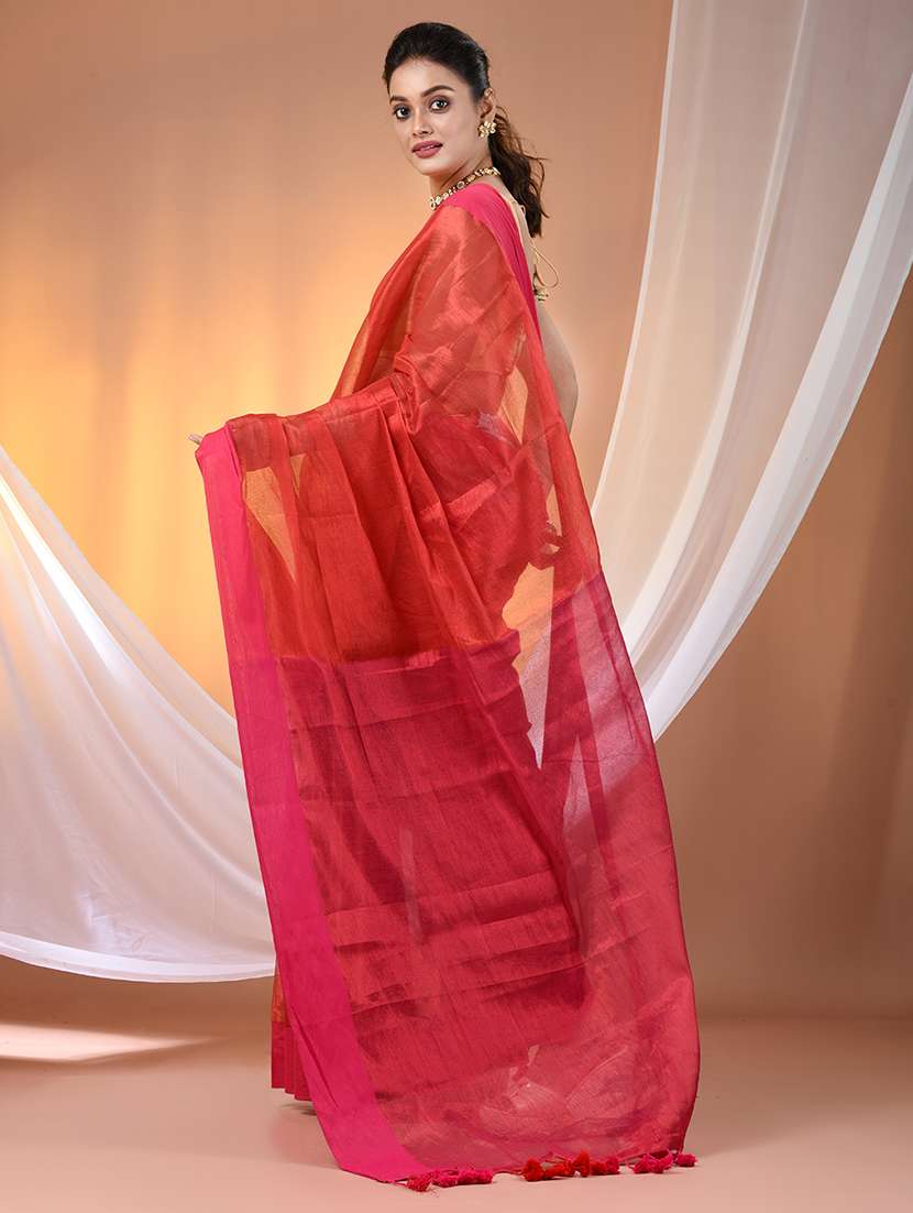 women solid with bordered saree with blouse - 21908406 - Standard Image - 3
