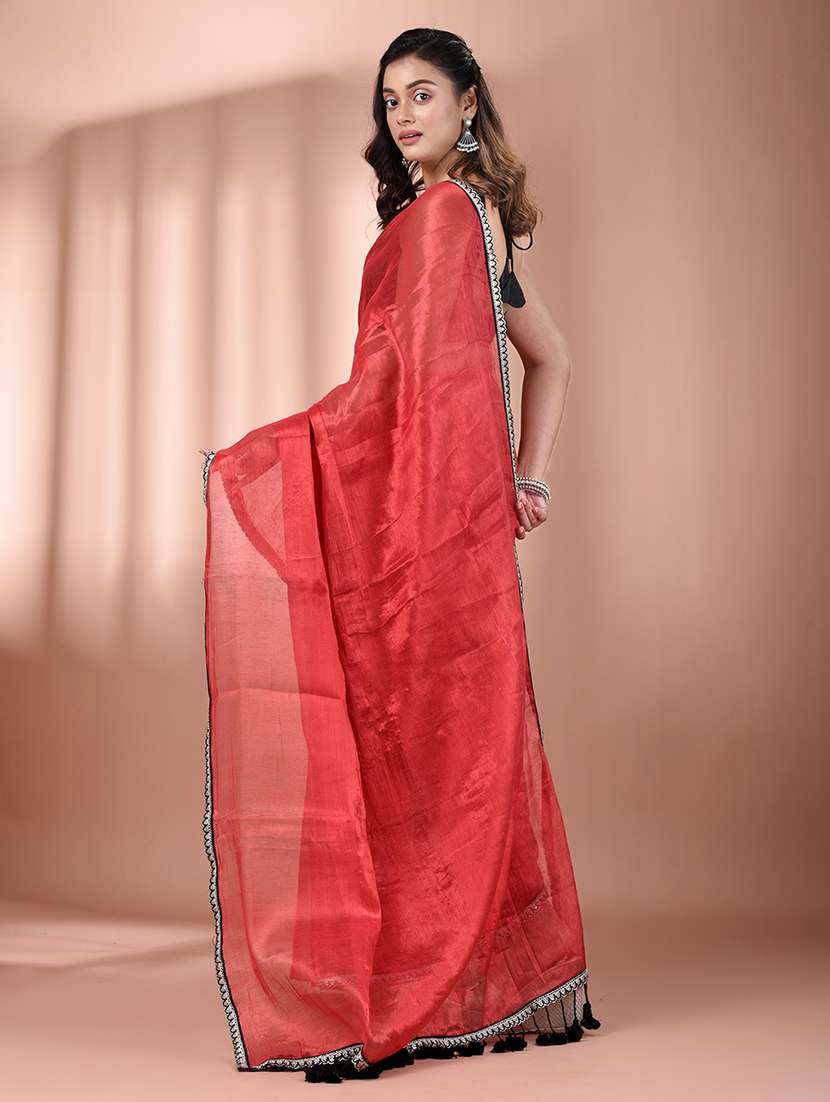women solid casual wear saree with blouse - 21908407 -  Standard Image - 3