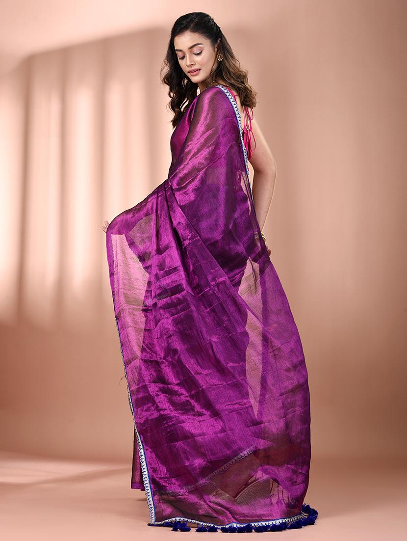 women solid casual wear saree with blouse - 21908409 - Standard Image - 3