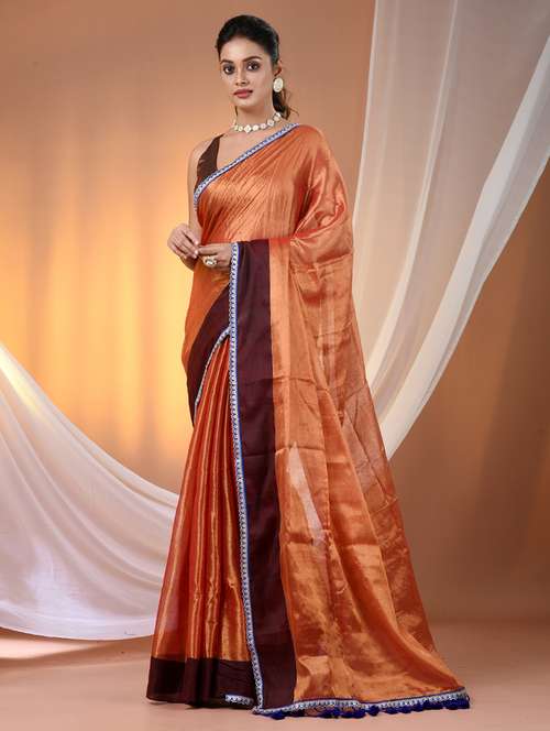 women solid with bordered saree with blouse - 21908411 - Standard Image - 0