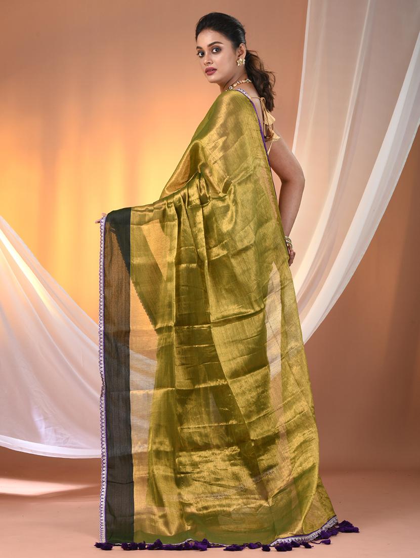 women solid with bordered saree with blouse - 21908412 - Standard Image - 3