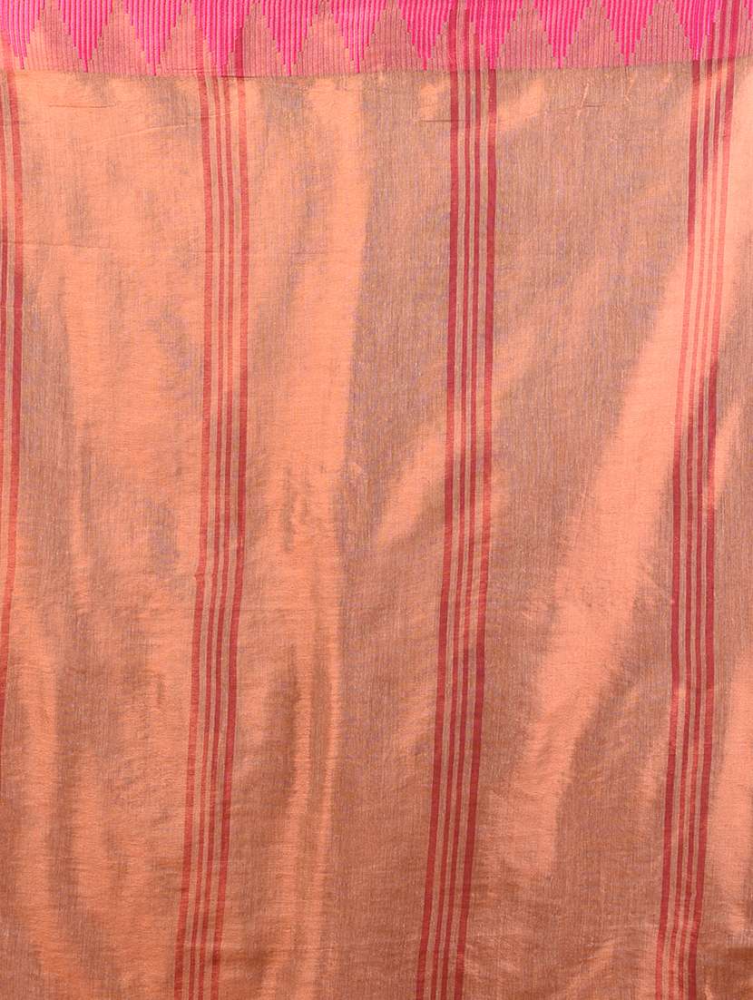 women solid with bordered handloom saree with blouse - 21908419 - Standard Image - 5