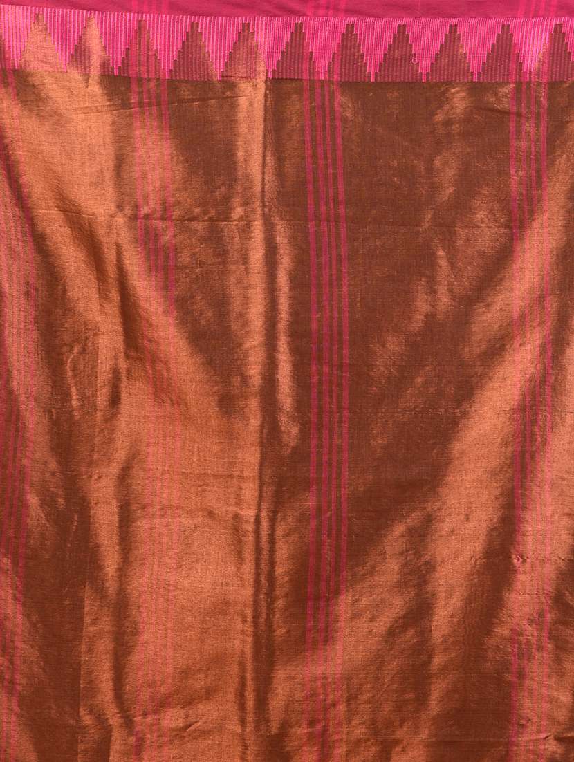 women solid with bordered handloom saree with blouse - 21908422 - Standard Image - 5