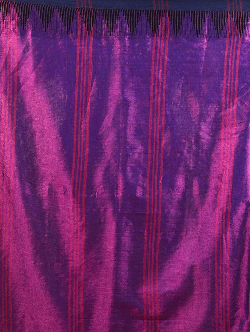 women solid with bordered handloom saree with blouse - 21908430 - Standard Image - 5