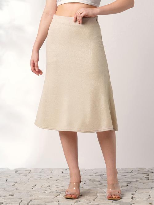 globus women ivory shimmer ribbed mid-rise flared midi party skirt - 21908449 - Standard Image - 0