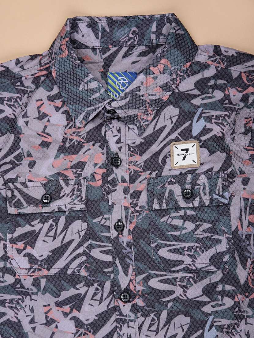 boys printed collared long sleeve shirt - 21908567 - Standard Image - 3