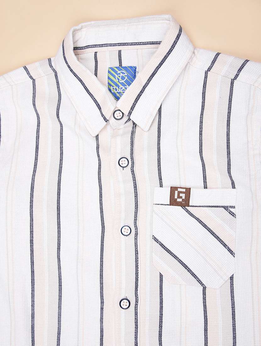 boys striped collared long sleeve shirt - 21908568 -  Standard Image - 3
