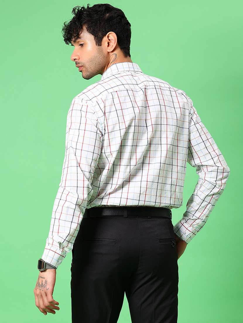 men checkered collared long sleeve formal shirt - 21908599 -  Standard Image - 3