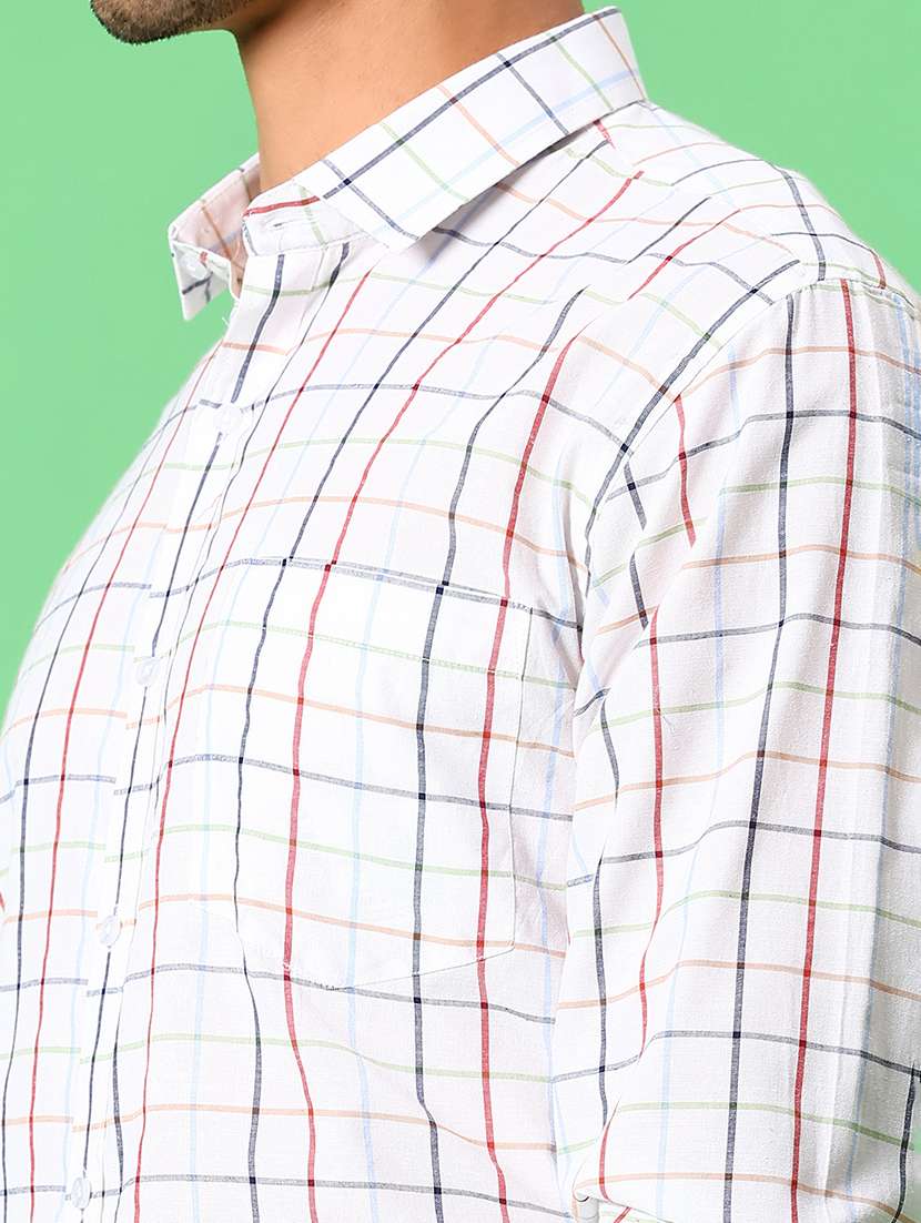 men checkered collared long sleeve formal shirt - 21908599 -  Standard Image - 5