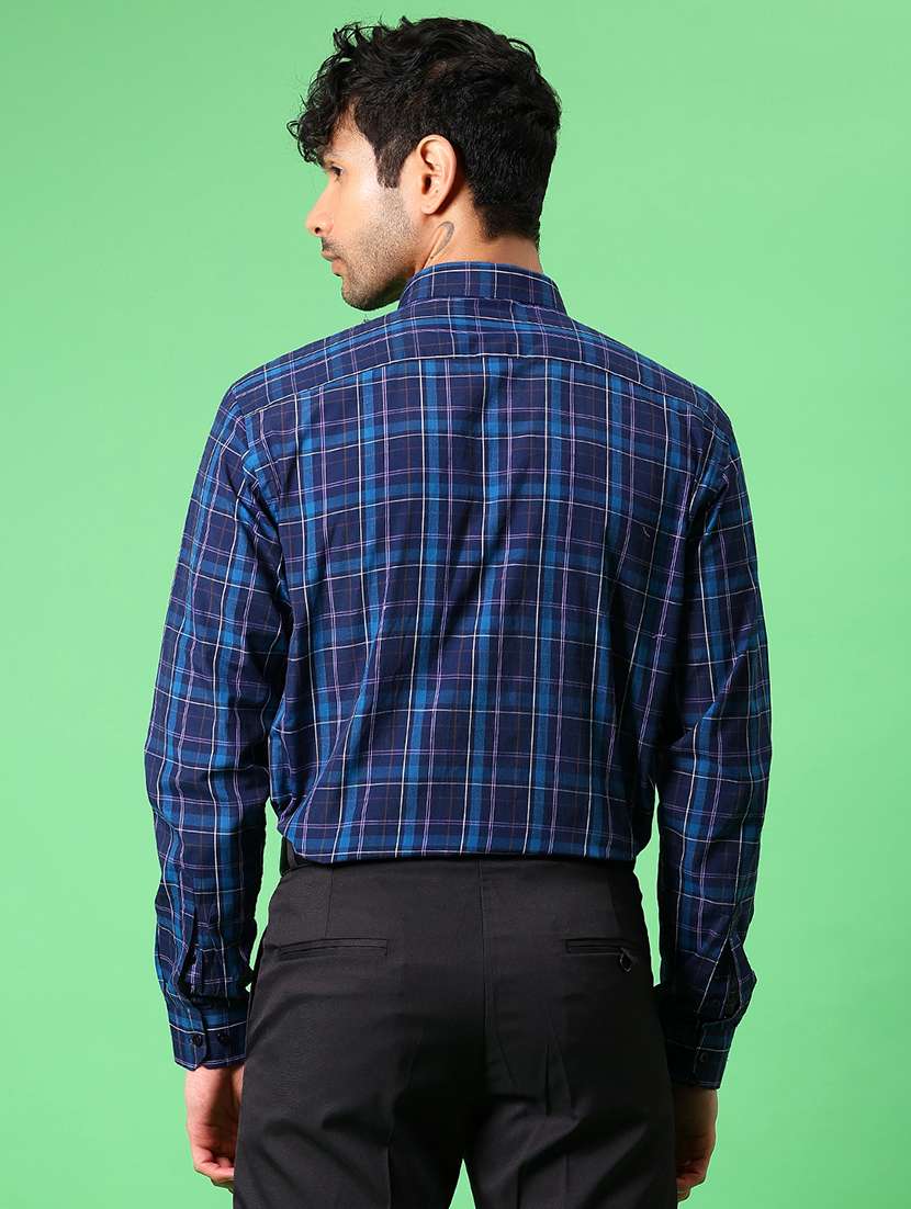 men checkered collared long sleeve formal shirt - 21908600 -  Standard Image - 3