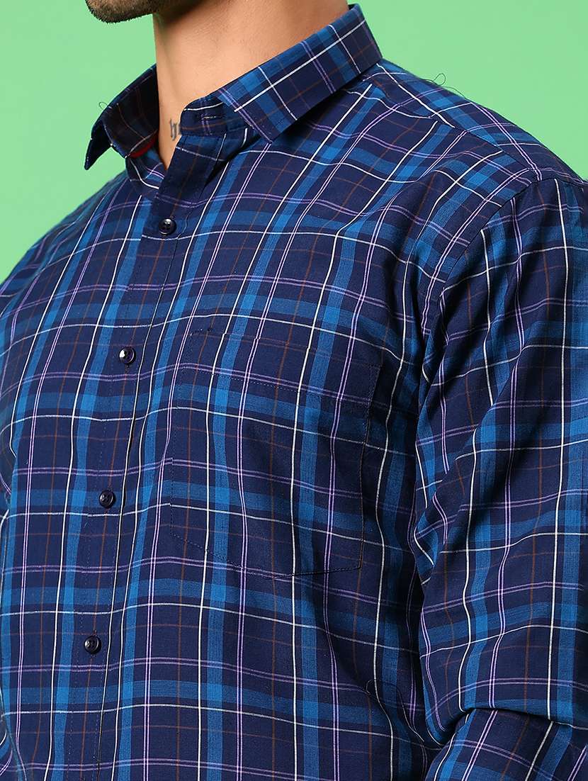 men checkered collared long sleeve formal shirt - 21908600 -  Standard Image - 5