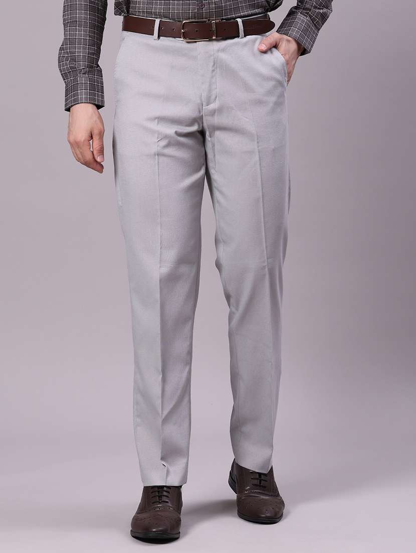 men solid mid rise flat front formal trouser