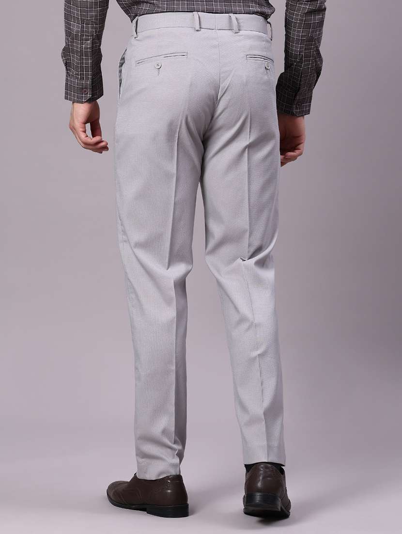 men solid mid rise flat front formal trouser - 21908727 -  Standard Image - 3