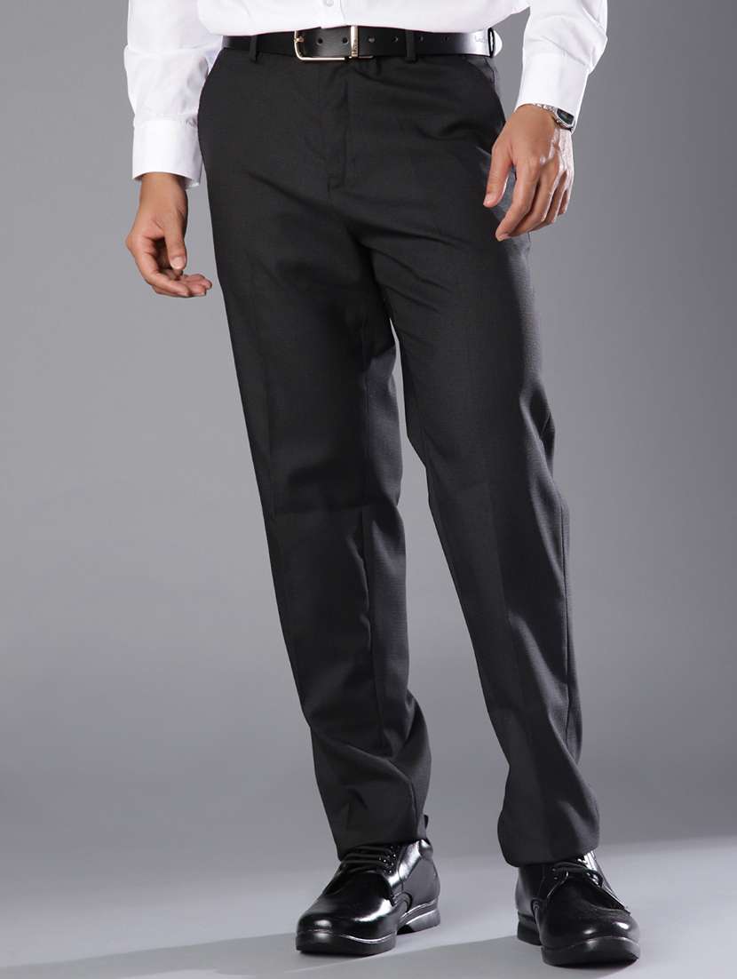 men solid mid rise flat front formal trouser
