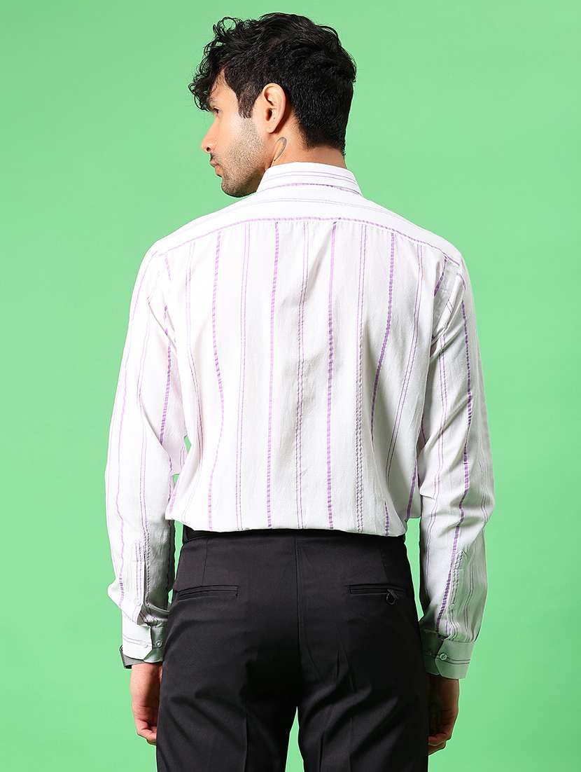 men striped collared long sleeve formal shirt - 21908731 -  Standard Image - 3