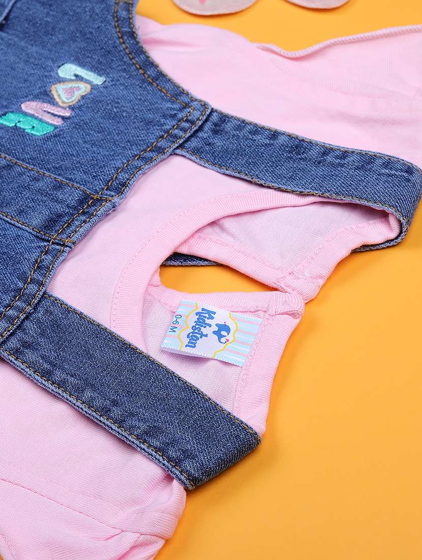 girls solid dungaree dress with bloomer - 21908752 -  Standard Image - 3