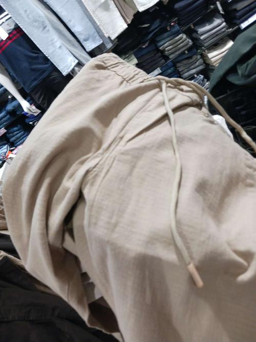 cream slub casual trousers - 21908775 -  Standard Image - 0