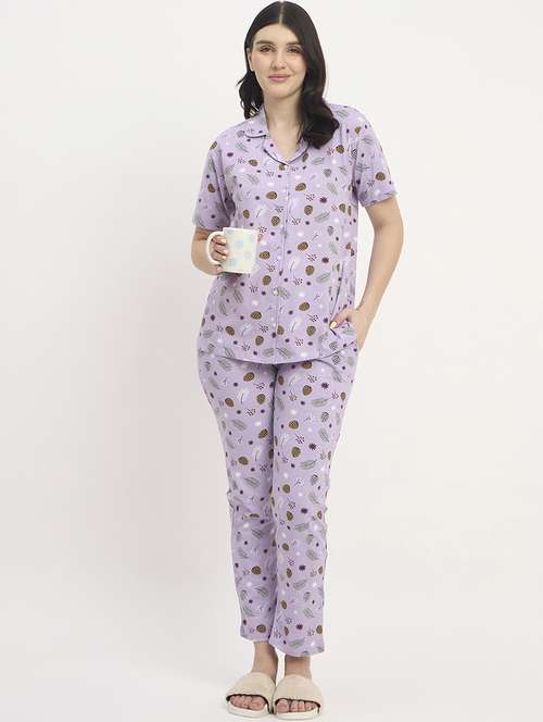 women printed nightwear pyjama set - 21908830 -  Standard Image - 0