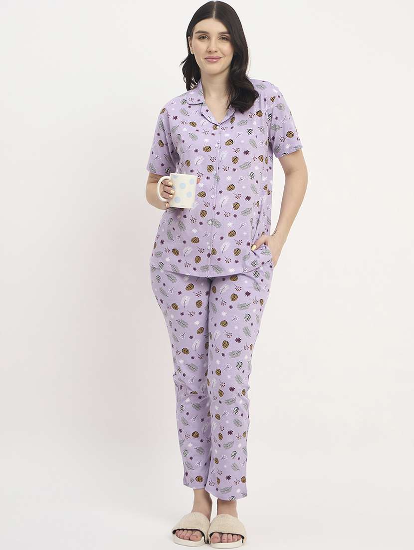 women printed nightwear pyjama set