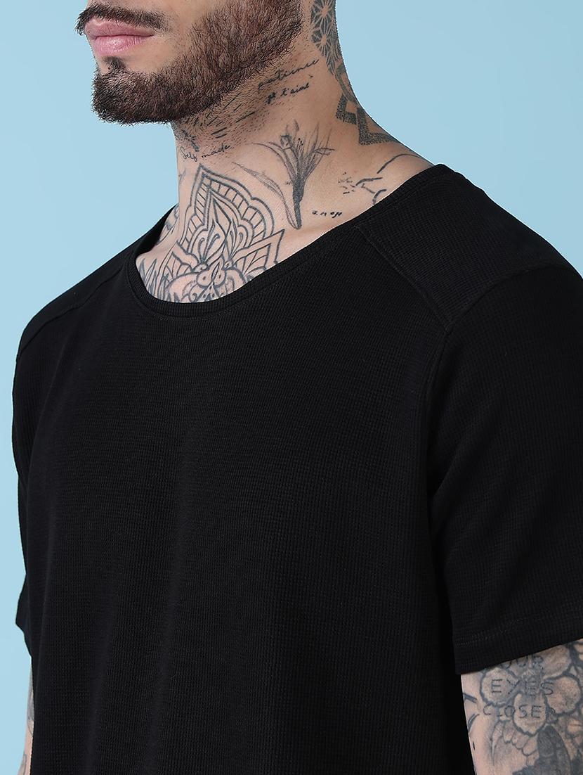 men black solid round neck regular fit t-shirt - 21908874 - Standard Image - 5
