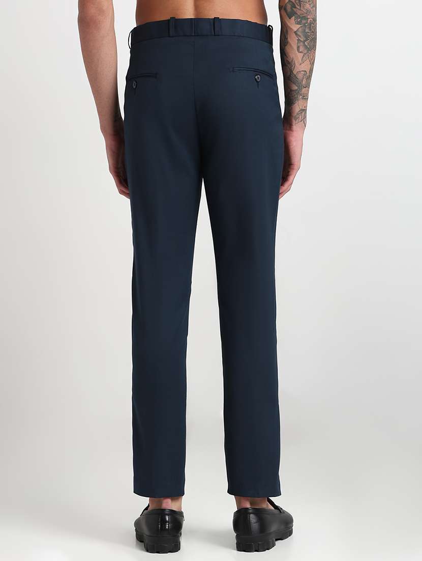 men solid mid rise flat front casual trouser - 21908904 - Standard Image - 3