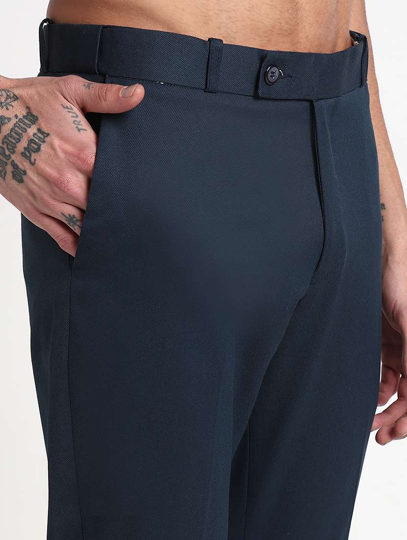 men solid mid rise flat front casual trouser - 21908904 - Standard Image - 5