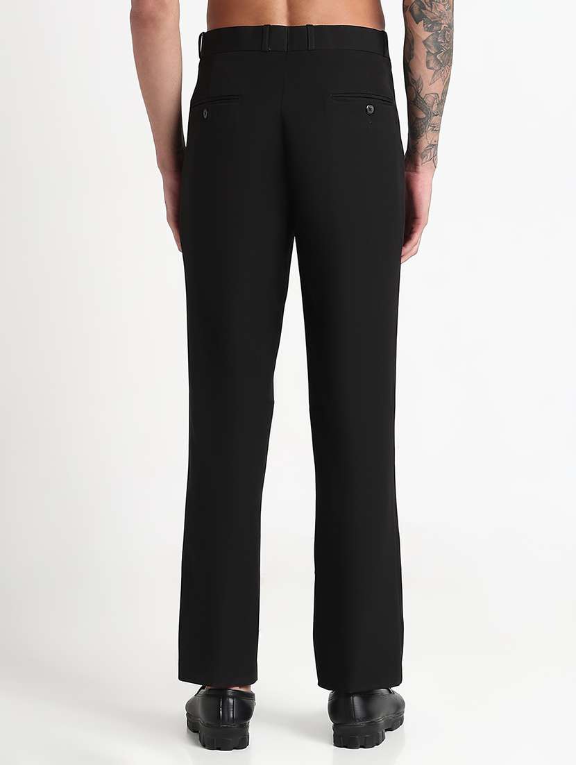 men solid mid rise flat front formal trouser - 21908911 -  Standard Image - 3