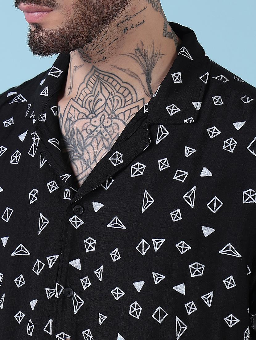 men cuban collar shorts & shirt co ords set - 21908926 - Standard Image - 5