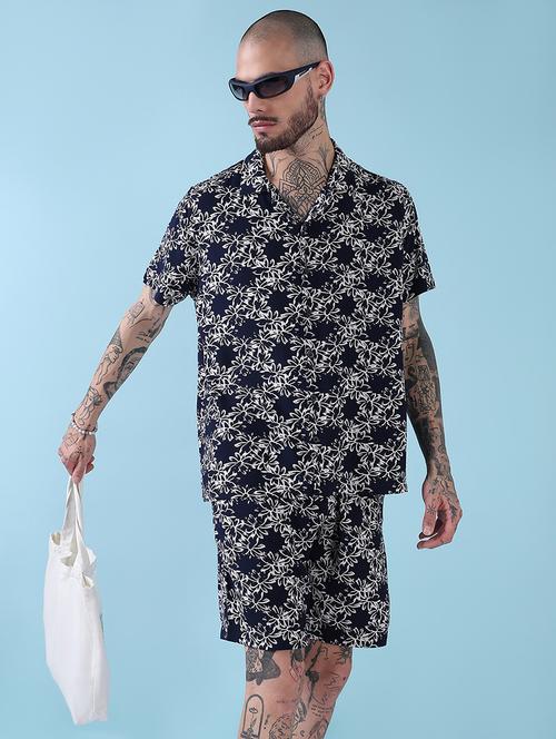 men cuban collar shorts & shirt co ords set - 21908930 -  Standard Image - 0