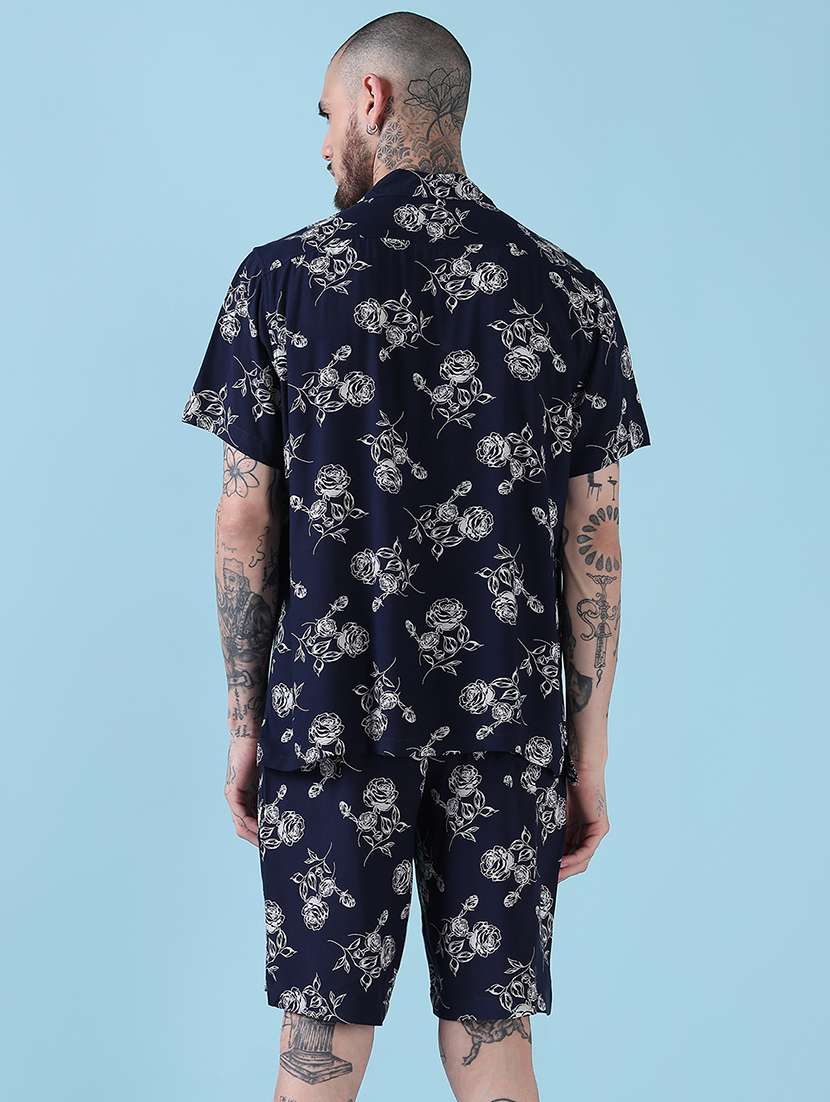 men cuban collar shorts & shirt co ords set - 21908932 - Standard Image - 3