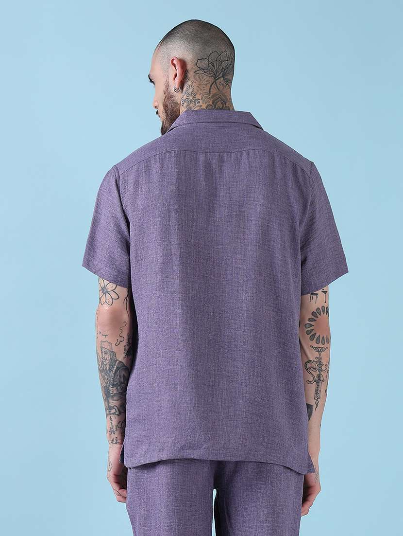 men cuban collar shorts & shirt co ords set - 21908941 -  Standard Image - 3