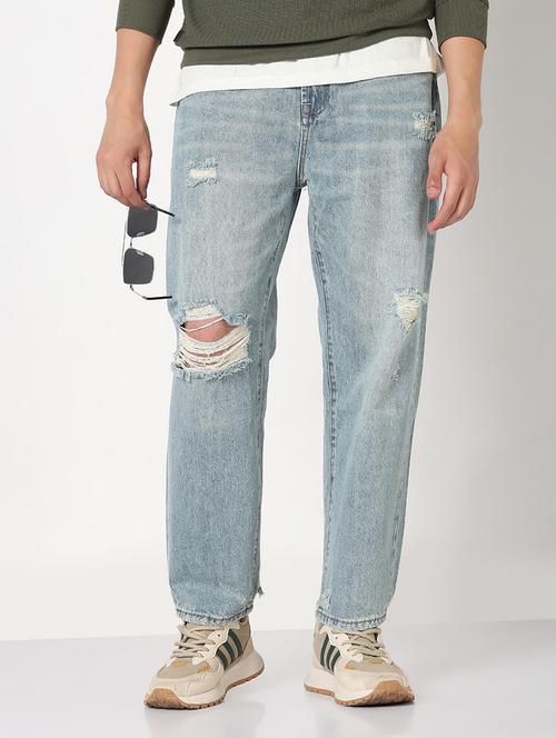 men solid distressed mid rise jean - 21908975 - Standard Image - 0