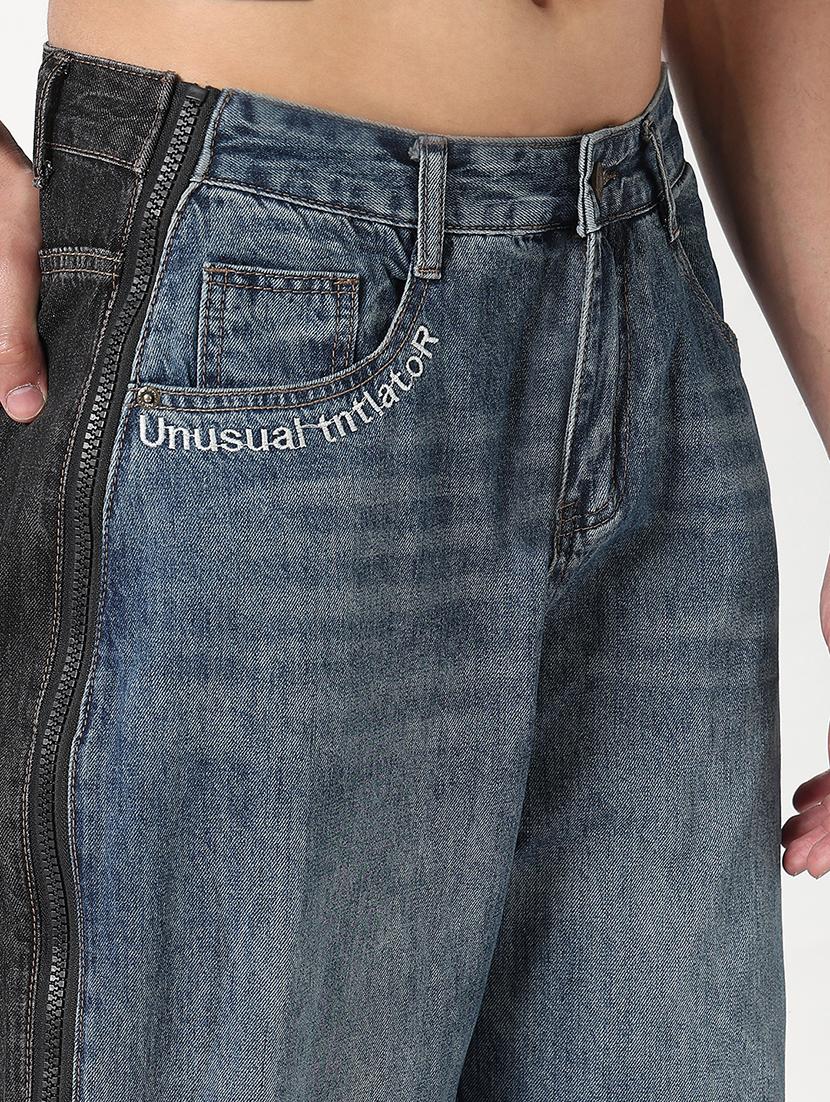men color blocked mid rise side zipped baggy jean - 21908980 - Standard Image - 5