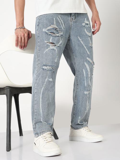 men distressed mid rise straight fit jean - 21908989 - Standard Image - 0