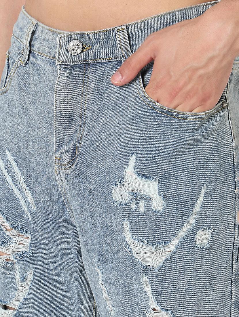 men distressed mid rise straight fit jean - 21908989 - Standard Image - 5