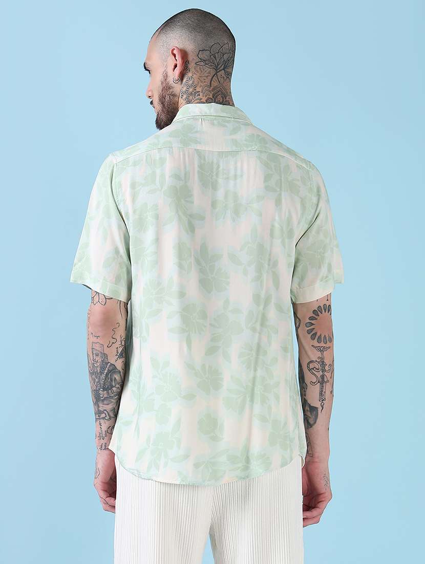 men printed collared short sleeves casual shirt - 21909011 - Standard Image - 3