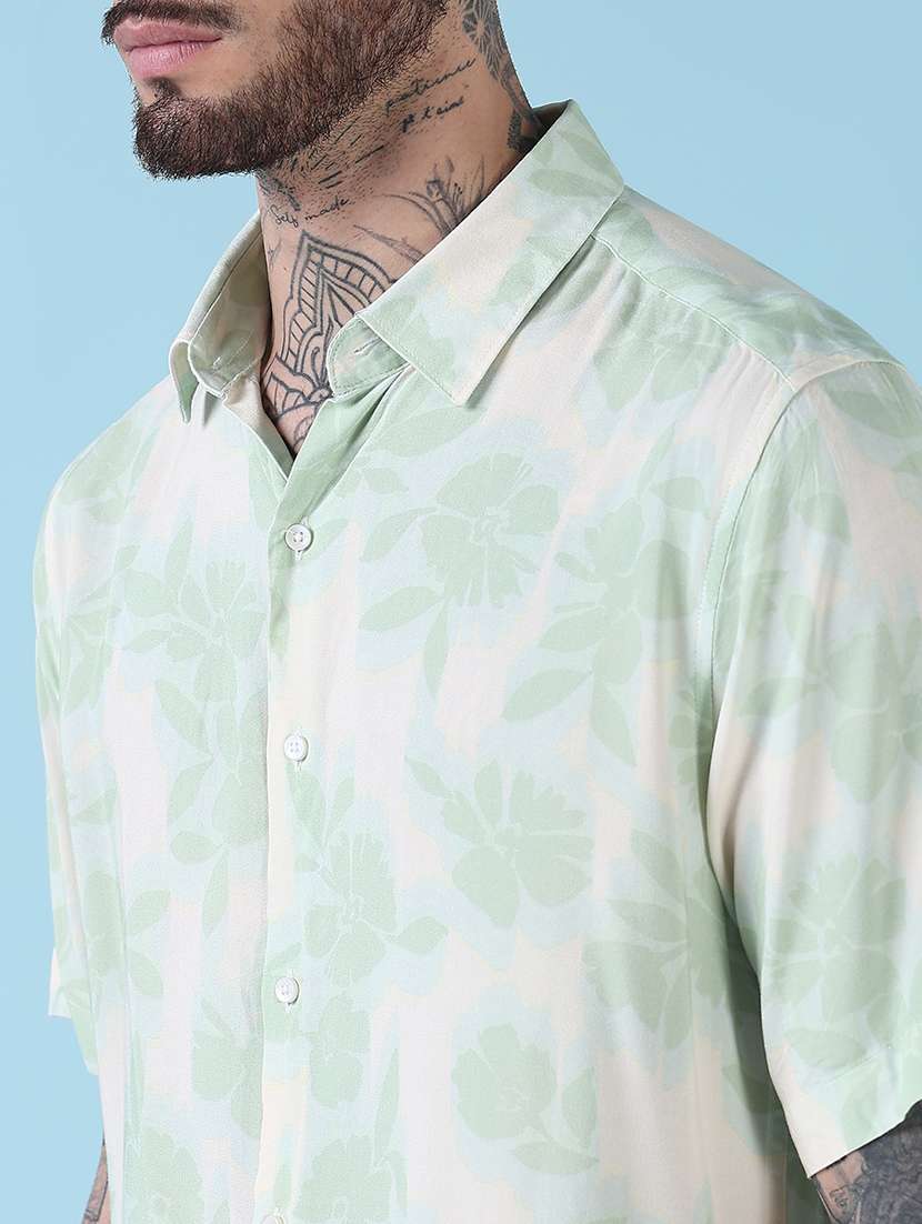 men printed collared short sleeves casual shirt - 21909011 - Standard Image - 5