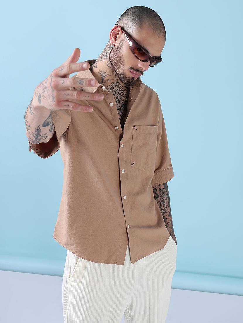 men back printed collared short sleeves shirt - 21909014 - Zoom Image - 0