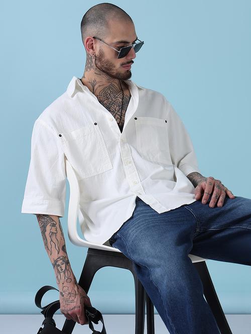 men solid short sleeve regular fit casual shirt - 21909015 - Standard Image - 0