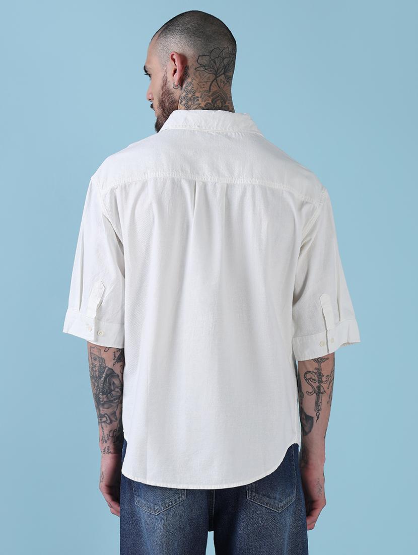 men solid short sleeve regular fit casual shirt - 21909015 - Standard Image - 3