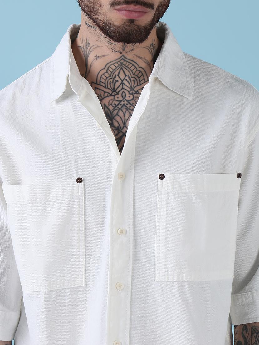 men solid short sleeve regular fit casual shirt - 21909015 - Standard Image - 5