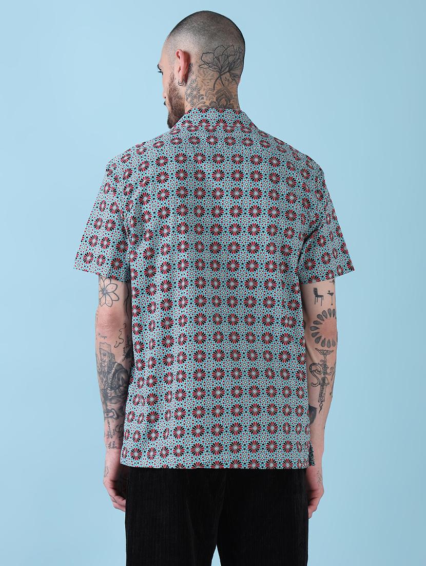 men printed cuban collared casual shirt - 21909016 - Standard Image - 3
