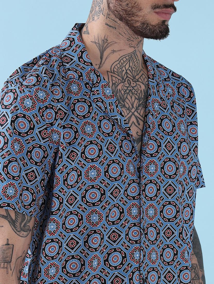 men printed short sleeve regular fit casual shirt - 21909017 - Standard Image - 5