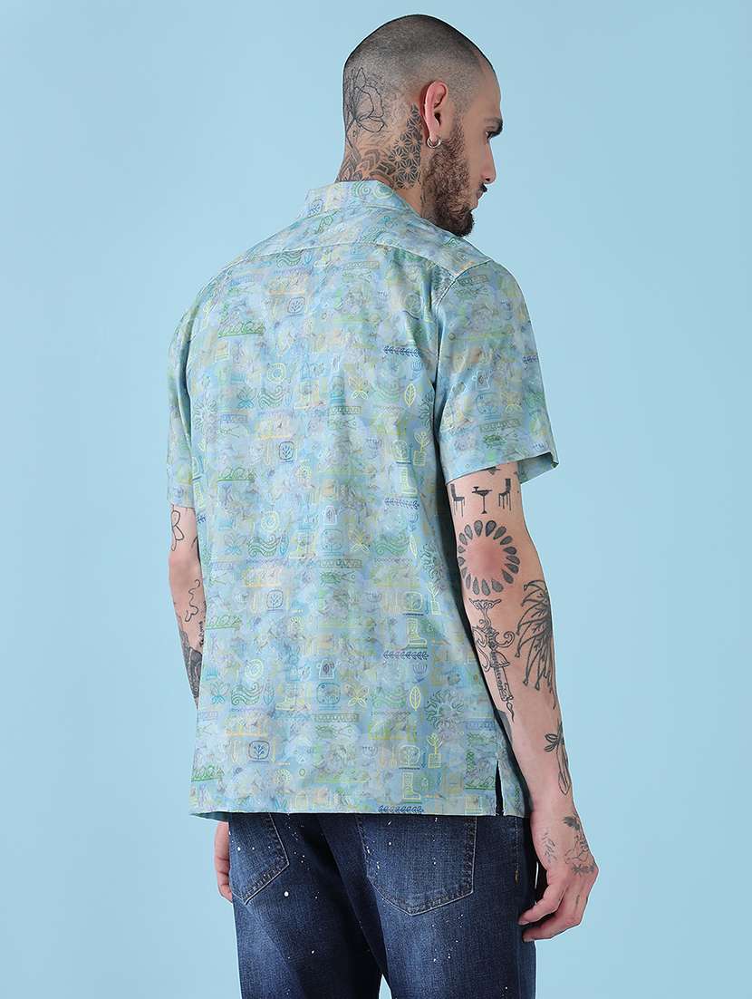 men printed short sleeve regular fit casual shirt - 21909019 -  Standard Image - 3