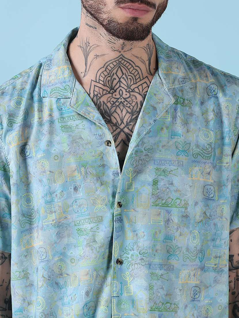 men printed short sleeve regular fit casual shirt - 21909019 -  Standard Image - 5