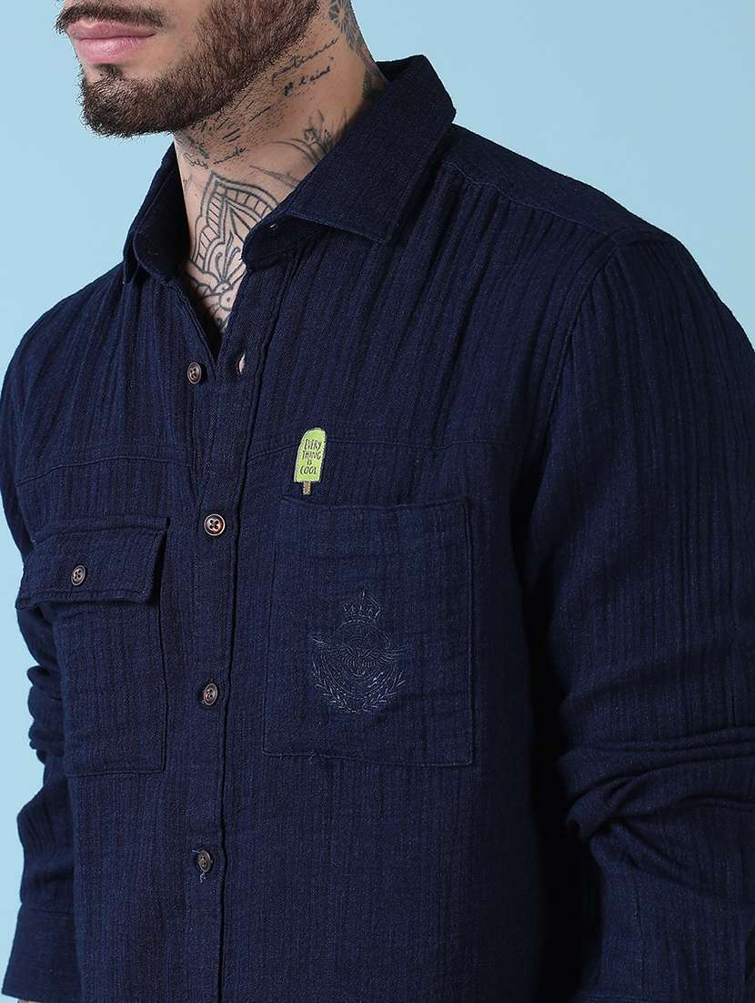 men solid collared long sleeves casual shirt - 21909022 -  Standard Image - 5