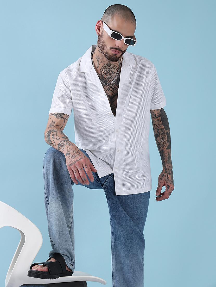 men self design short sleeve regular fit casual shirt - 21909024 - Zoom Image - 0